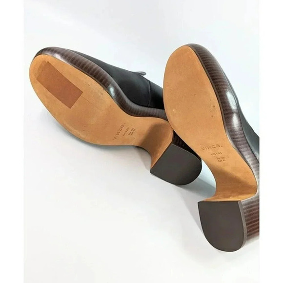 Vince Narissa Women's Black Leather Heeled Loafers Clogs Size 10 (MSRP $375) - Picture 9 of 11